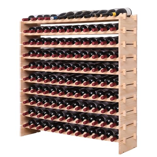 Comparison: Best Wine Bottle Cabinet Storage 10 FDHUIJIA Wood Stackable Storage Modular Wine Rack Cabinet 120 Bottle freestanding Floor Wine Bottle Holder Display Shelves