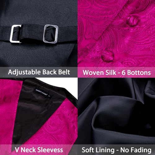 Image of Barry.Wang Men's Suit Vest Formal /Leisure Paisley Jacquard Silk Tie Pocket Square Waistcoat Set Wedding 5PCS