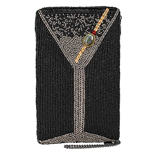 Mary Frances Make It Dirty Beaded Crossbody Cell Phone Bag Clutch Martini-Themed Evening Purse, Multicolor
