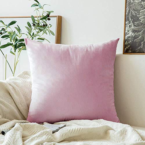 Image of Khooti Velvet 200 TC Cushion Cover Pack Of 1-40 inchX40 inch /102X102 Cm-Baby Pink-Soft Pillow Covers Cushion Case For Sofa Bedroom Living room Chair Car
