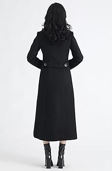 YUAN YZ ZI Women's Elegant Wool Pea Coat Double Breasted Thick