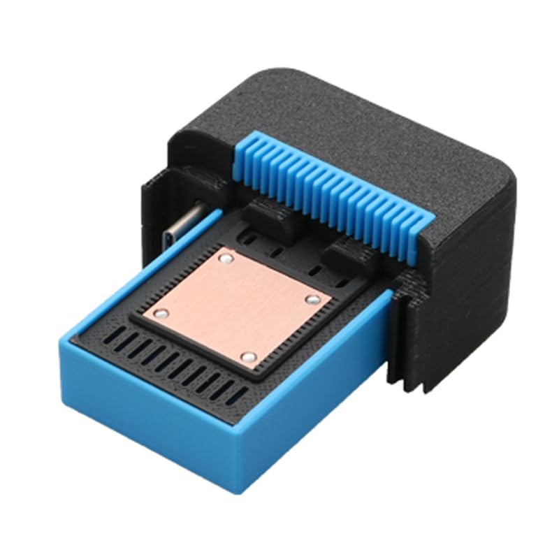 1PCS Action Camera Cooling Fan Radiator Red Copper Heat Dissipation Module 3D Printed Shell Support Type-C-Type-C Data Cable Air-Cooled Heat Sink for GoPro 9/10/11/12/13 (Black-Blue)