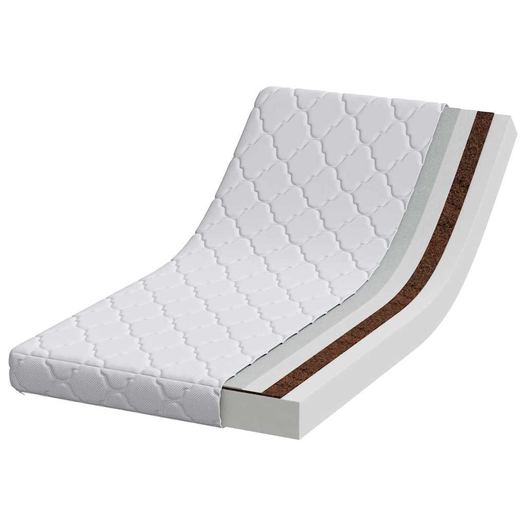 Materac 70 x 140 cm, biały, żakardowy materiał z warstwą kokosa, podkładka do spania z pianki PU, oddychająca i średnio twarda, do sypialni, nakładka na łóżko, kompatybilna ze stelażem i ramą