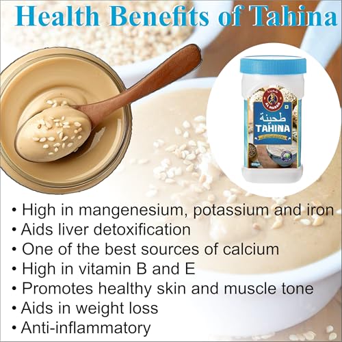 Image of AL MARAH White Tahini /Tahina Paste, 650G (100% Hummus Ground Hulled Sesame Seed Paste Smooth & Creamy, Natural For Hummus, Middle Eastern Condiment For Salad Dressings, Baba Ghanoush & More)