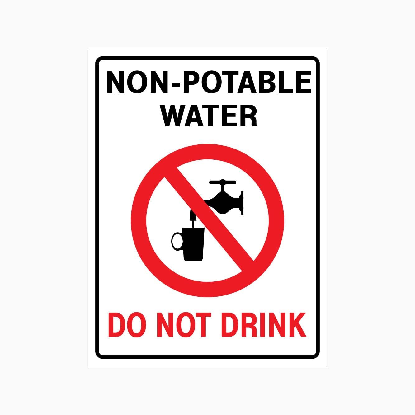 NON-POTABLE WATER DO NOT DRINK Sign, 12x8 Metal Tin Sign, drinking ban for non-drinking industrial water.