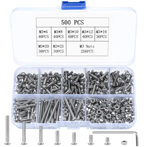 M3 Nuts And Bolts Set, 500 Pcs Hex Socket Head Cap Screws Bolts Set - View #9
