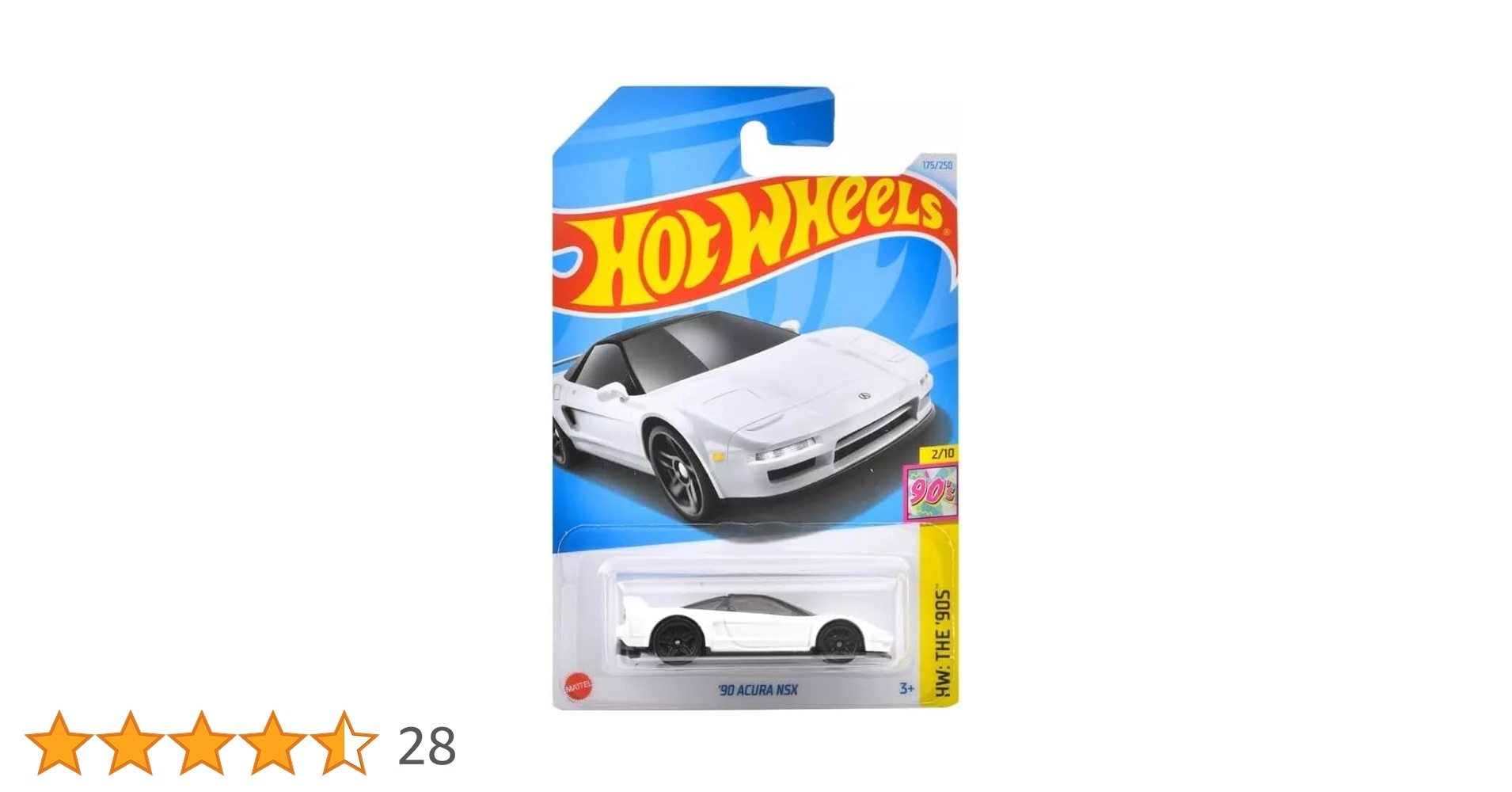 Hot Wheels 90 Acura NSX White, The 90s Series 2/10 : Amazon