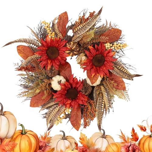 Couronne de fleurs de citrouille pour réchauffer l'ambiance de la maison - 2