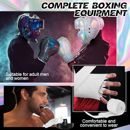 Image of Kanayu 14 Pcs Boxing Gloves and Headgear Set for Beginners Youth 16 Ounce Boxing Gloves Headgear Helmet Hand Wraps Mouth Guards Equipment for Beginners Training Equipment Gifts