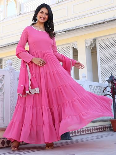 Image of Wedani Georgette Sequins Work Anarkali Kurta Set for Women