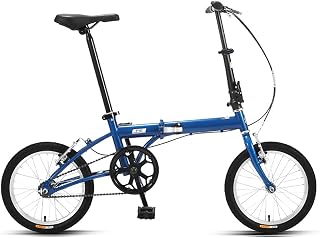 16" Lightweight Alloy Folding City Bike Bicycle, Dual Disc brakes, Portable Folding Bike Ultra Light Adult Student Folding Carrier Bicycle for Sports Outdoor Cycling Travel