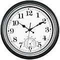 SMILEMARY 12-Inch Indoor/Outdoor Retro Silent Non-Ticking Waterproof Wall Clock with Thermometer,Battery Operated Quality Quartz Round Clock Wall Decorative for Patio/Home
