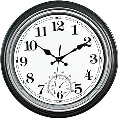 12 Inch Indoor/Outdoor Retro Silent Non Ticking Waterproof Wall Clock with Thermometer,Battery 12 Inch Indoor/Outdoor Retro Silent Non Ticking Waterproof Wall Clock with Thermometer,Battery item