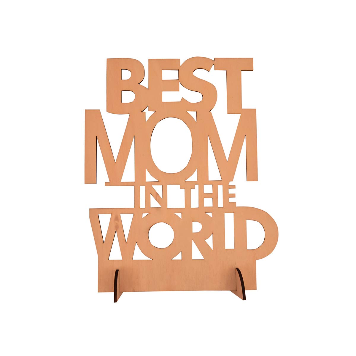 Wooden BEST MOM IN THE WORLD Showpiece | Best Gift for Your Mother, Mummy, Maa, Mother in Law, Ammi