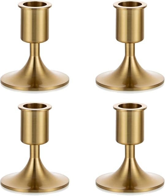 Candlestick Holders Taper Candle Holders, Romadedi Gold Candle Stick Candle Holder for Table Centerpiece, Wedding Reception, Festive Christmas Mantel Decoration or Home Decor, Set of 4
