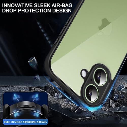 Image of VONZEE Clear Transparent Back Cover Case for iPhone 17 with Camera Protection Anti Yellow Slim Fit Anti-Fingerprint & Lightweight Protective Cover-Black