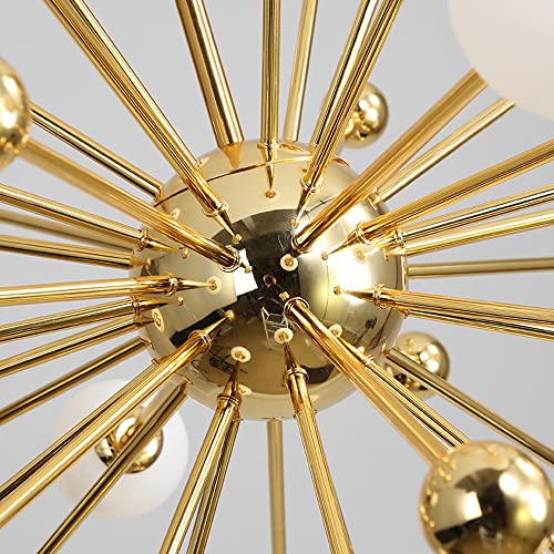Chambre à coucher intérieure avec grand lustre pissenlit doré - 6