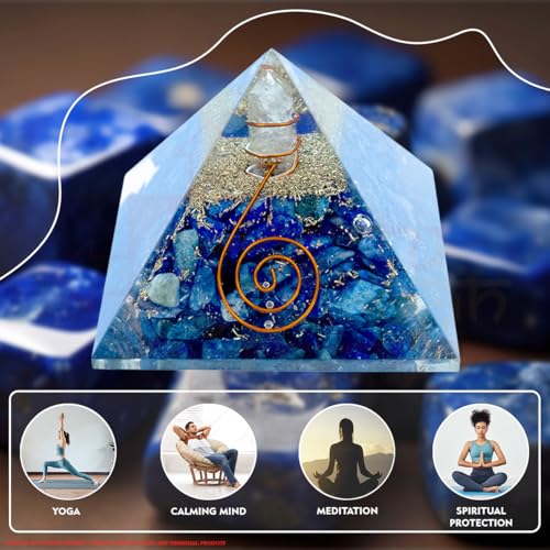Image of Lapis Lazuli Pyramid |2-Inch|Natural Lapis Lazuli Crystal Pyramid for Wisdom, Intuition, and Spiritual Growth|Ideal for Meditation and Gifting