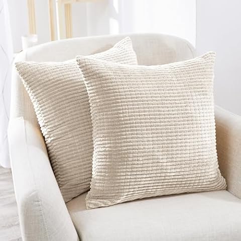 Deconovo Corduroy Pillow Covers 18x18 Inch Pack of 2 Cover