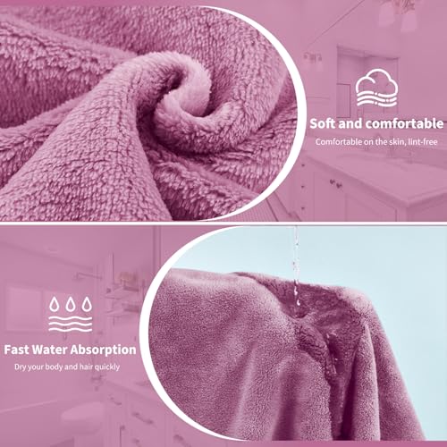 Bath Wrap Towels for Women – Adjustable Spa Shower Wrap with Super Absorbent Microfiber, Quick-Dry Body & Hair Towel Set for Home, Hotel, Beach, Pool, Gym, Travel – Purple