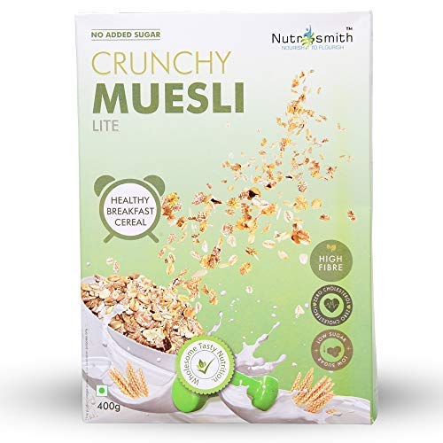 Amore Crunchy Muesli Lite 400gm No Added Sugar, High Fiber, Healthy