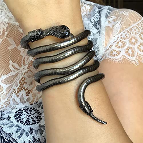 Gold Punk Snake Bracelet & Necklace for Women - Flexible, Bendable & Adjustable - Halloween Jewelry & Cosplay Accessories3