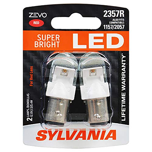 SYLVANIA - 2357 ZEVO LED Red Bulb - Bright LED Bulb, Ideal for Stop and Tail Lights (Contains 2 Bulbs)