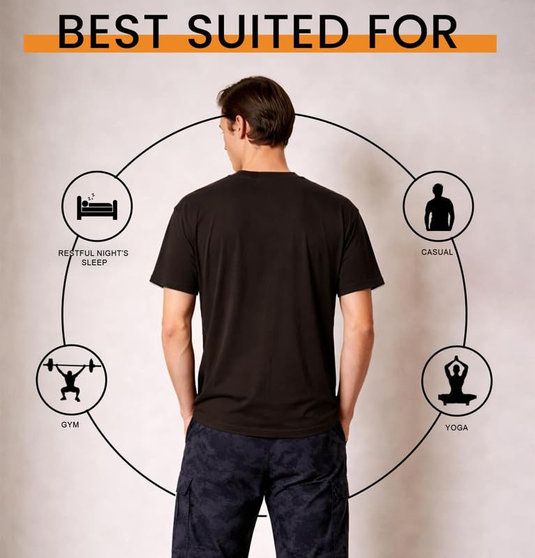 Image of Sleepynuts Men's Regular Fit Round Neck Half Sleeves Solid Casual Wear T-Shirt