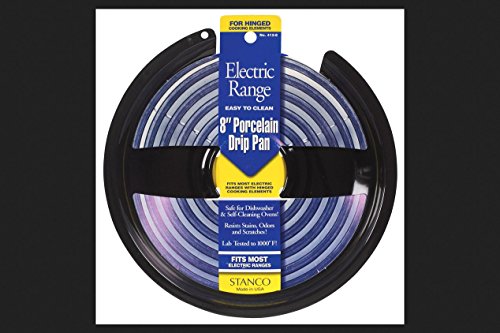 Stanco Electric Range Drip Pan Universal Black Porcelain On Steel, Chrome 8 In.