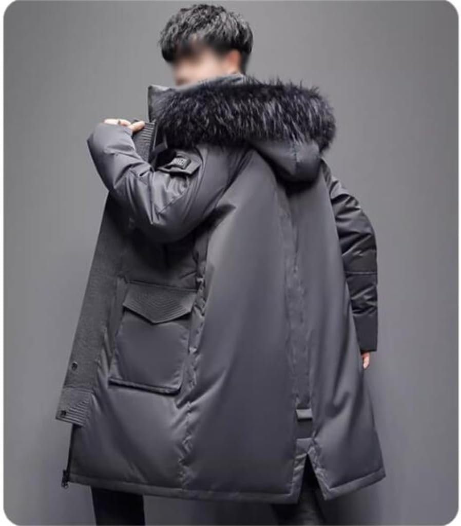 VIDI Winter Thickening In The Long Of Hooded Workers To Overcome The Coat Wool Collar Down Jacket Men