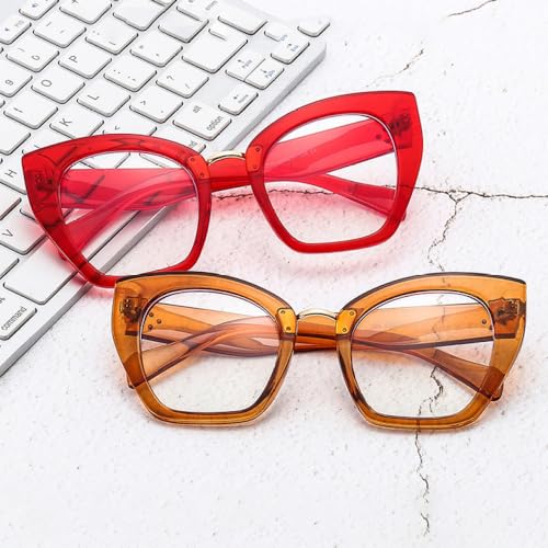 Lunettes transparentes unisexes surdimensionnées léopard rouge