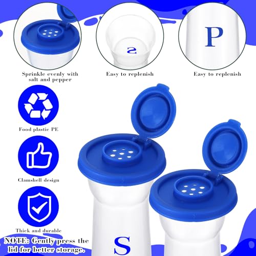 Image of Set of 2 Plastic Salt and Pepper Shakers with Lids Large Salt Shaker Pepper Container Vintage Tall Hourglass Camping Picnic Outdoors Travel Spice Set for Home Picnic Kitchen(Classic,Navy Blue)