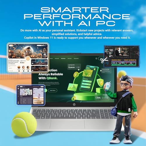 Image of HP Touchscreen 15.6-inch Laptop Computer for Business & Student - 8GB RAM, 512GB SSD, Intel 13th Gen Core i3 1315U, HD Touch Display, AI Copilot, Wifi6, Fast Charge, HD Camera, Win 11 Pro, Accessories