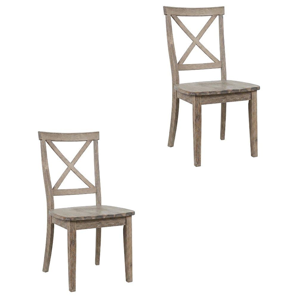 Acacia Veneer X-Back Dining Chairs Set of by Starlight Canyon Home – Acacia, Brushed Bisque, Pack of 2