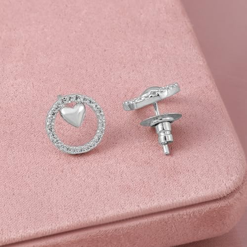 Image of Rubans Necklace Set Heart American Diamond & Cubic Zirconia Studded Circle Charm Pendant Jewellery Gift for Women & Girls