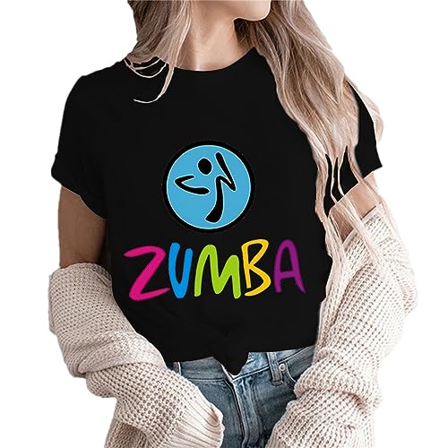Camiseta de Mujer con Moda 2D Print Mangas Cortas Camisetas de Cuello Redondo Deportes de Ocio Zumba Dance Tops para Damas