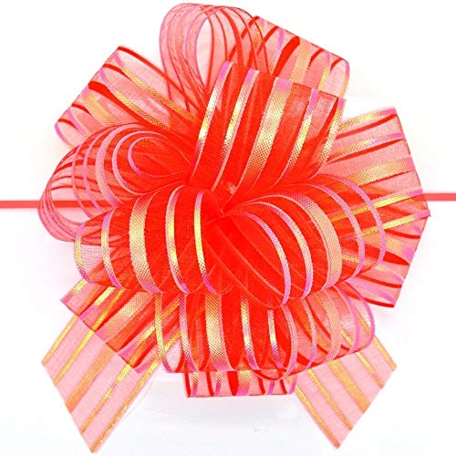 Image of 10 Bow RED Colour 10pcs Large Organza Pull Bow Ribbon Craft Wedding Decoration Gift Packing 30mm
