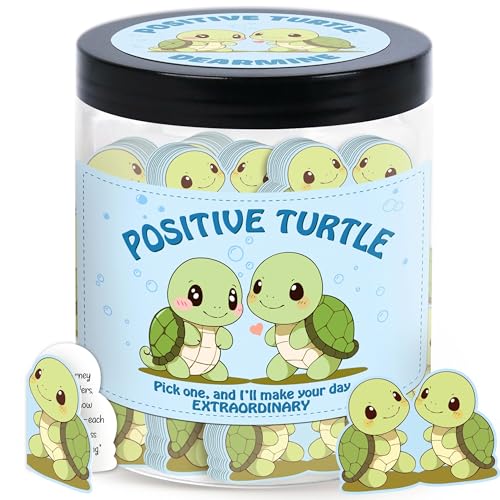60 Positive Turtle Cards Jar, Emotional Support Affirmation Cards, Sea Turtle Gifts, Turtle Lover Gifts For Women, Teens, Friends, Coworkers, Christmas Turtle Decoration For Home Office