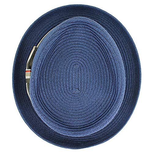 Image of Belfry Men /Women Summer Straw Pork Pie Trilby Fedora Hat in Blue, Tan, Black