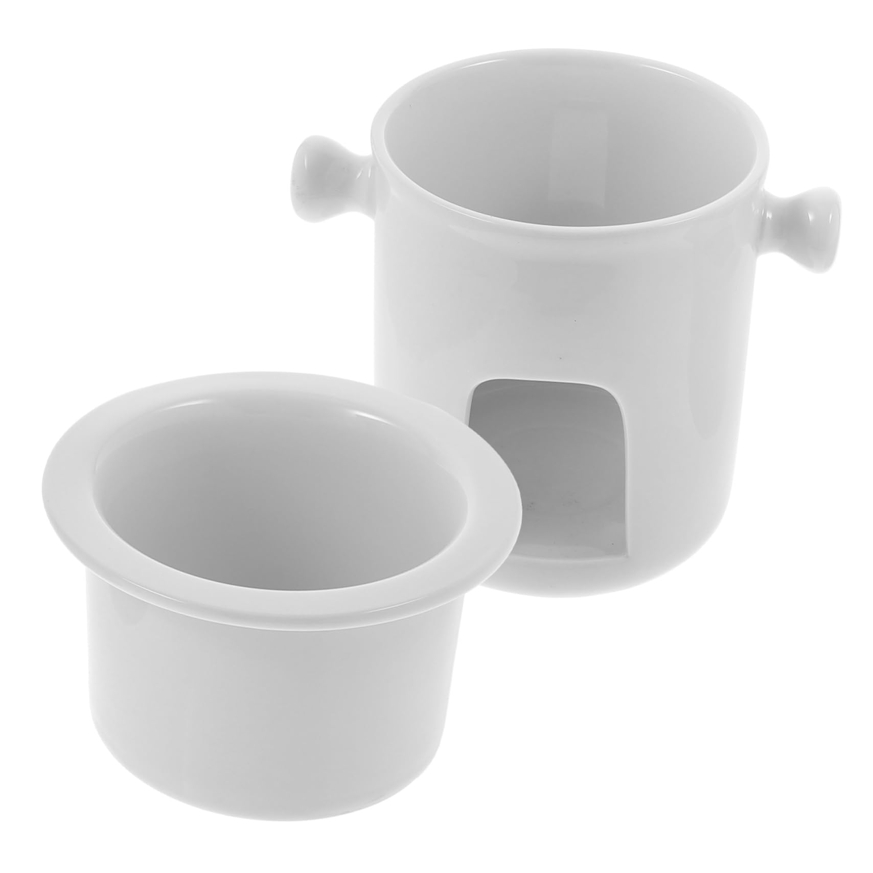 AUTSUPPL Chocolate Fondue Ceramic Melting Pot Lightweight Tealight Burner for Home Parties Decorative Design for Cheese Butter Chocolate Easy to Carry Scratch-resistant