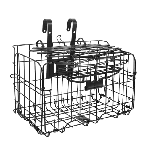HONITANO Cesta Plegable para Bicicleta de Hierro Grueso con Tapa, Cesta Delantera y Trasera para Adultos, Resistente al Agua y Uso Diario en Ciclismo Urbano, Almacenamiento Grande