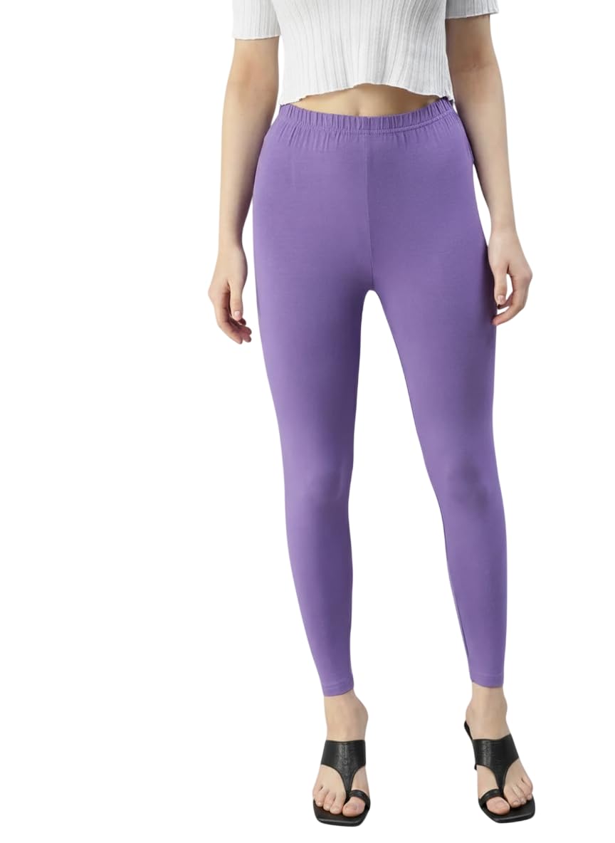 Women Cotton Lycra Ankle Length Leggings | Stretchable High Waist Slim Fit Leggings | Soft Breathable Fabric for Casual & Ethnic Outfits-image-25