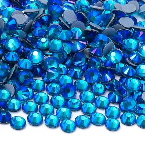 Strass ronds en verre transparent AB à dos plat pour customisation de vêtements - 5