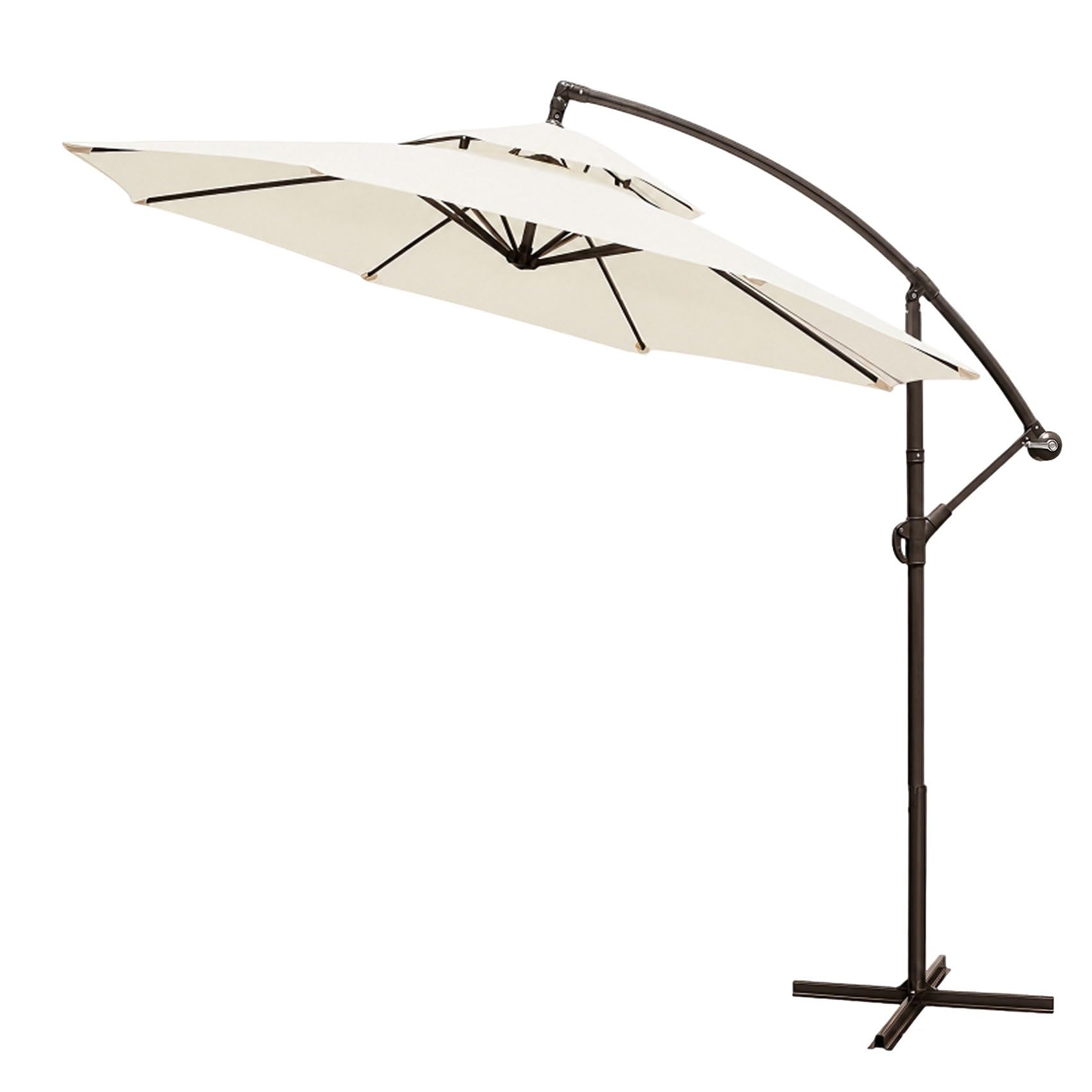 Sombrilla Excéntrica 2.70m, Parasol de Jardín Colgante con Doble Techo Ventilado, Mástil de Acero Carbono, Protección UV Sombrilla Inclinable para Alberca Terraza