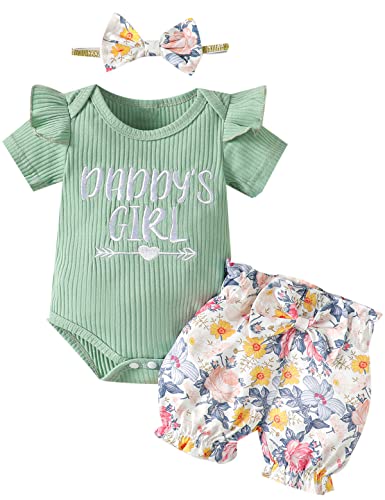 Image of Singcoco Newborn Girl Clothes Baby Floral Outfit Daddy's Girl Bodysuit