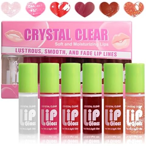 Hocossy Lip Stain Tint Moisturizing Waterproof, Aloe Vera Lip Gloss Vivid Color Non-Sticky, Lustrous Mirror Water Liquid Lipstick Gift Set, Mini Lip Glaze Easy Application Long Lasting Glossy Cover