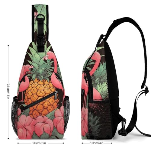 Pineapple Flamingos Sling Bag for Men Women - Adjustable Crossbody Chest Backpack, 15" Travel Hiking Fanny Pack2