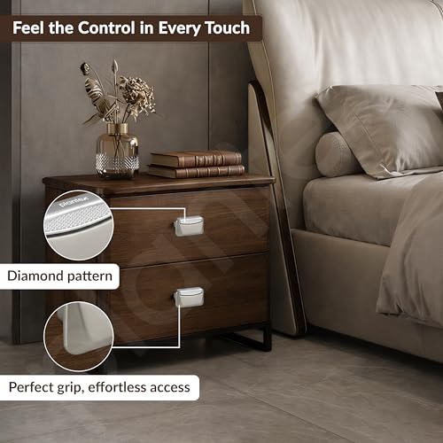 Image of Plantex Drawer Kadi /3 Inch Chest Handle for Drawer /Rectangular Cabinet Kadi /Pull-Push Kadi for Home /Office Drawer - Pack of 3 (DTK-295, Satin White & Chrome)