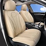 Coverado Seat Covers, Car Seat Covers Front Seats, Beige Car Seat Cover, Waterproof Car Seat Covers, Car Seat Cushion, Front Car Seat Covers Leatherette Car Seat Protector Universal Fit Most Cars
