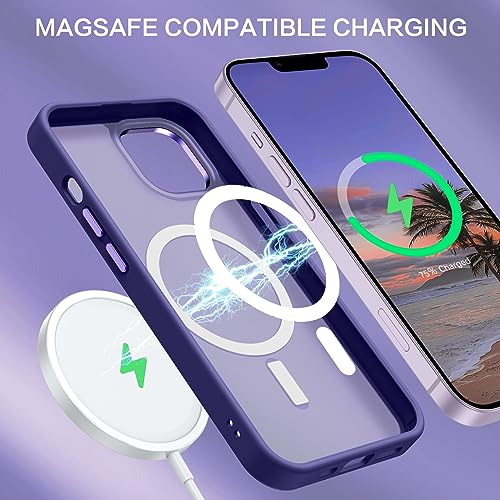 Image of BENTOBEN Thermoplastic Polyurethane Magnetic for Iphone 13 Case Iphone 14 Case [with Magsafe] Translucent Matte Phone Case Iphone 13 /14 Slim Women Men Girl Cover for Iphone 13 /14,dark Purple